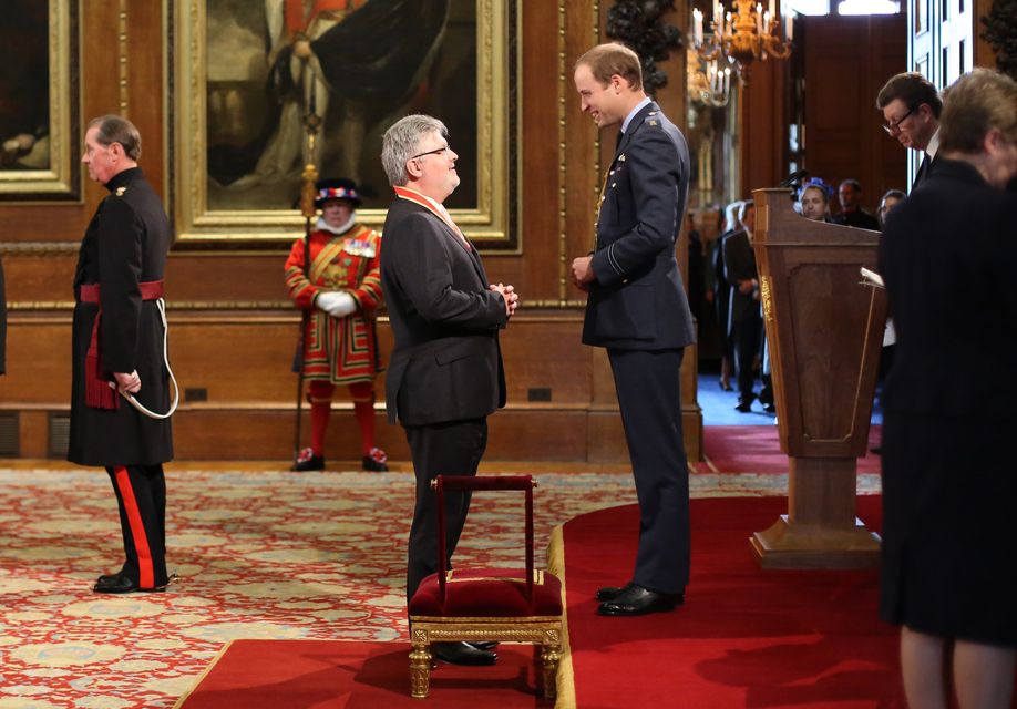 Sir James MacMillan is knighted by the then Duke of Cambridge at Windsor Castle in December 2015 (Jonathan Brady/PA)
