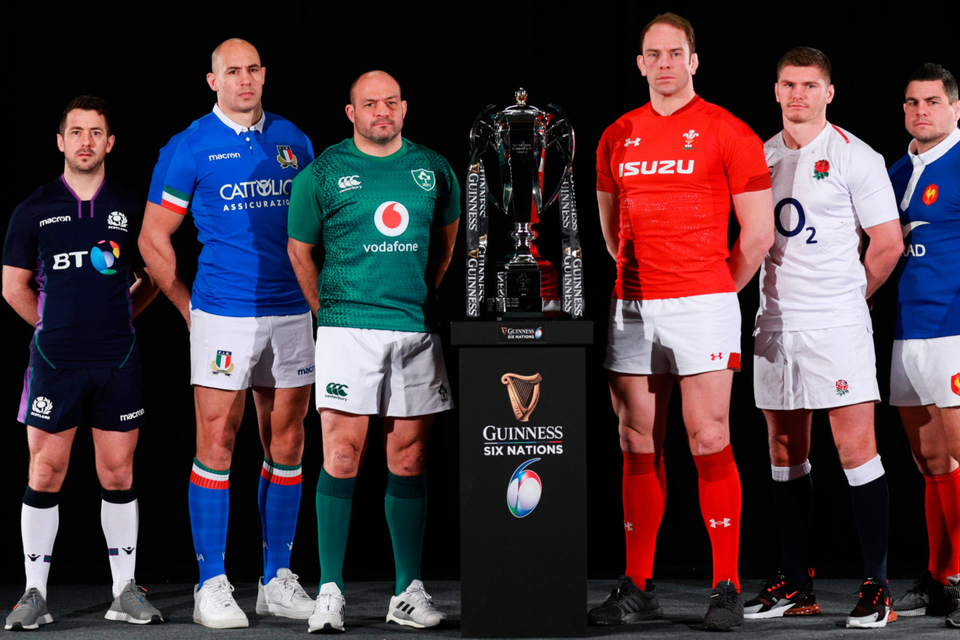 Six Nations captains (l-r) John Barclay of Scotland, Sergio Paresse of Italy, Rory Best of Ireland, Alun Wyn Jones of Wales, Owen Farrell of England, and Guilhem Guirado of France pictured at the launch in London yesterday