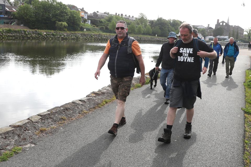 Walkers take their first few steps from Drogheda to Navan on Sunday.