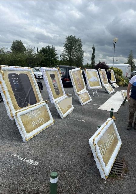 Some of the tributes at the funeral of Stephen O'Reilly.