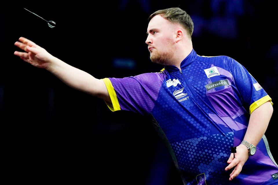 Luke Littler was in action in the 3Arena on Thursday night. Jacob King/PA Wire.