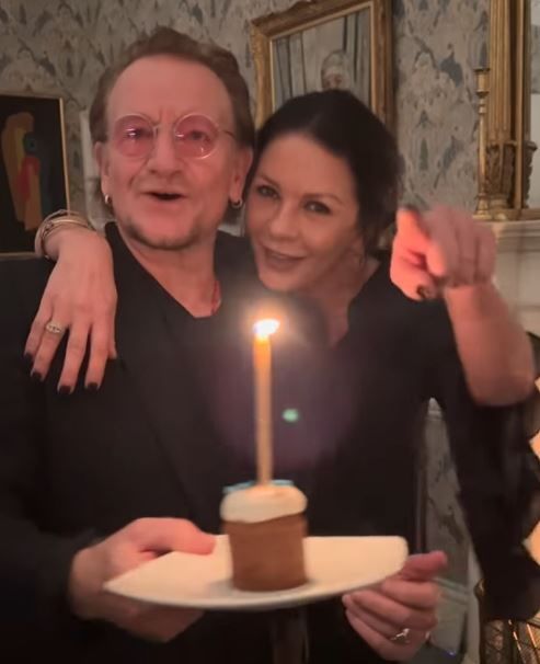 Bono serenades Michael Douglas and Catherine Zeta-Jones on shared birthday in Dublin