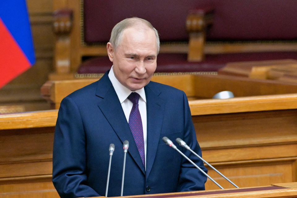 Russian president Vladimir Putin at a meeting of the Council of Legislators of Russia in St Petersburg. Photo: AP