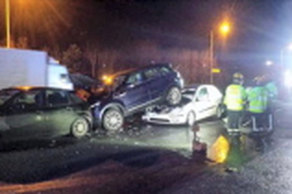 Smash: Dramatic pictures of the crash were posted on the Dublin Fire Brigade Twitter page