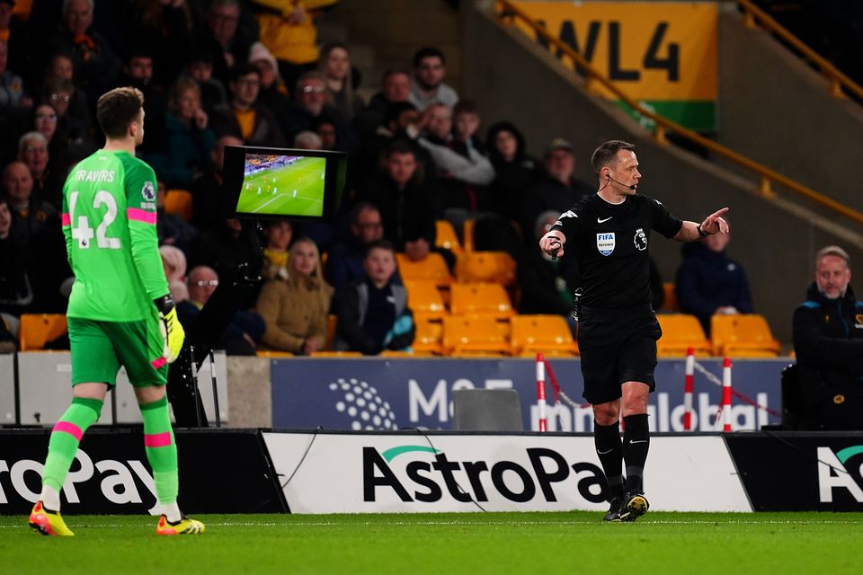 Stuart Attwell was involved in more controversy in Bournemouth’s win at Wolves (David Davies/PA)