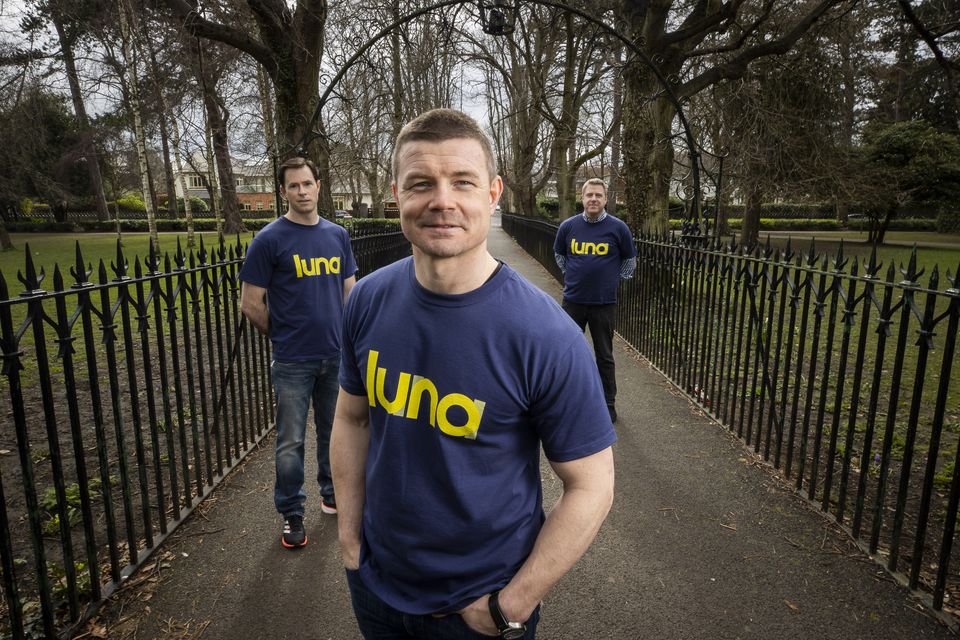 Luna co-founders Ronan Furlong and Andrew Fleury with Brian O'Driscoll