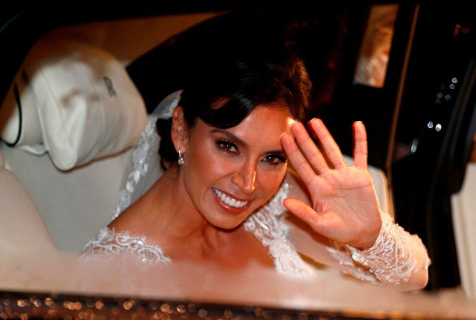 British TV personality Christine Bleakley arrives at a church in London, Britain, December 20, 2015, as she prepares to marry former Chelsea and England soccer player, Frank Lampard