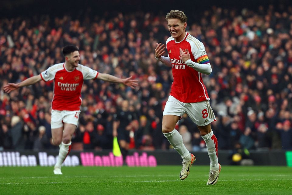 Arsenal's Martin Odegaard celebrates. Picture: HANNAH MCKAY