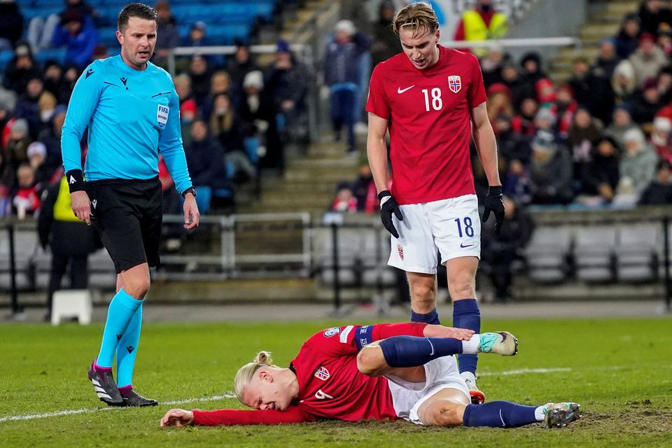 He has so much pain' – Manchester City striker Erling Haaland to miss  Norway's Euro qualifier with foot injury | Independent.ie