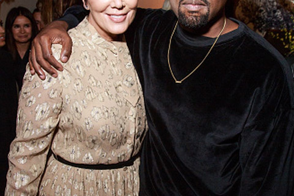 Kris Jenner and Kanye West pose together in Paris