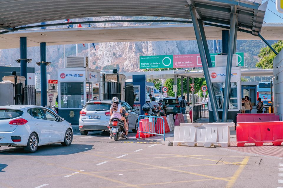 Tourists and shoppers cross the frontier into Gibraltar from Spain. Photo: Getty