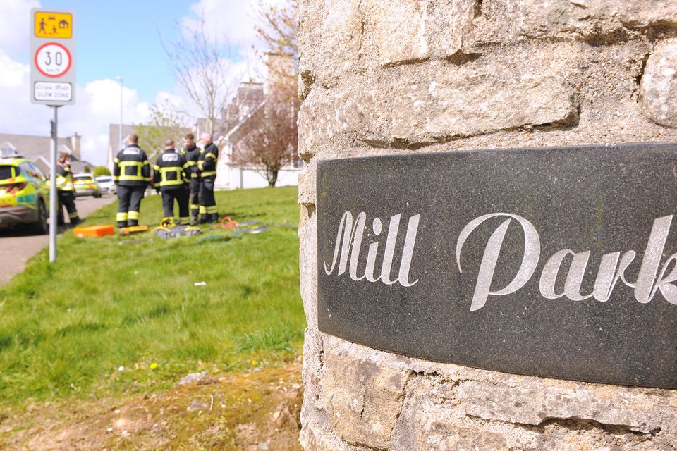 Emergency services at the scene in Mill Park, Castlebridge, Wexford, on Tuesday morning. Photo: Jim Campbell