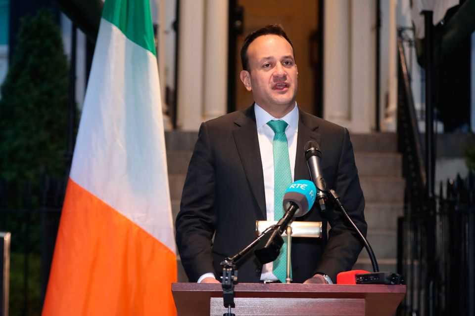 Taoiseach Leo Varadkar at Blair House, Washington DC, during a press conference where he announced that all schools, colleges and childcare facilities in Ireland will close until March 29 as a result of the Covid-19 outbreak.