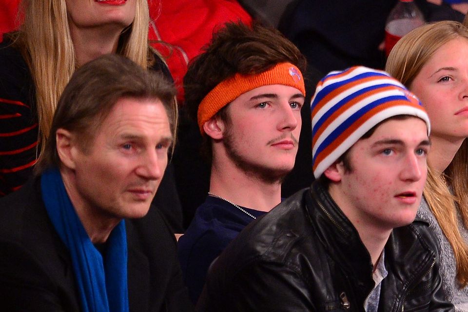Liam Neeson and sons Daniel and Micheál in 2014