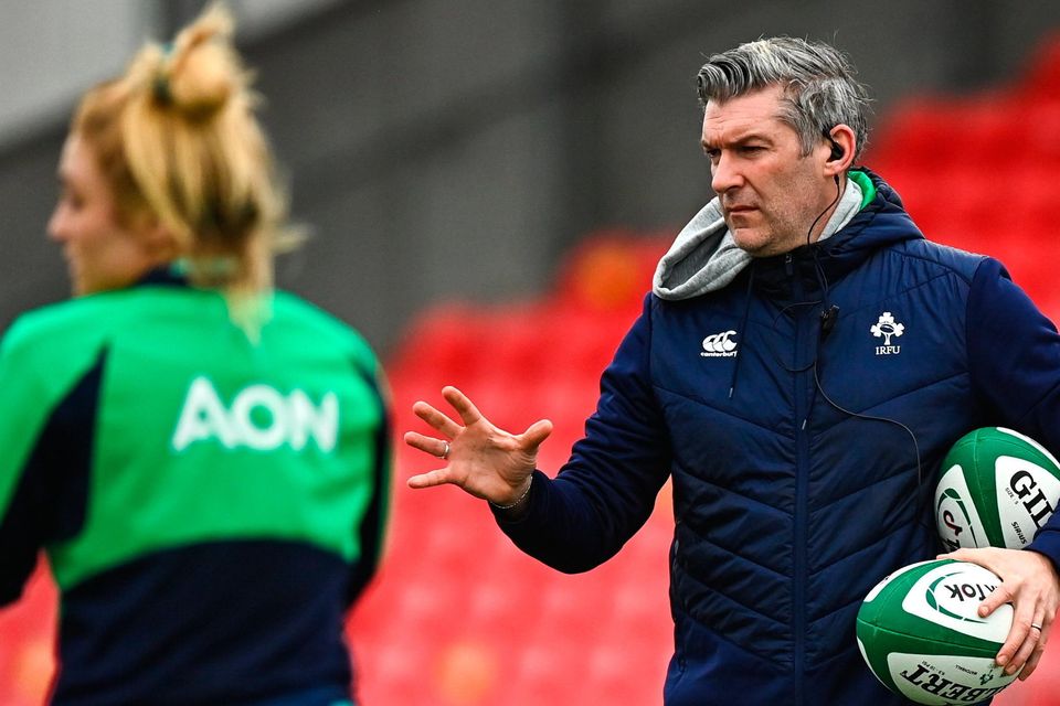 Head Coach Greg McWilliams during the Ireland Women's Rugby captain's run at Musgrave Park in Cork. Photo: Eóin Noonan/Sportsfile
