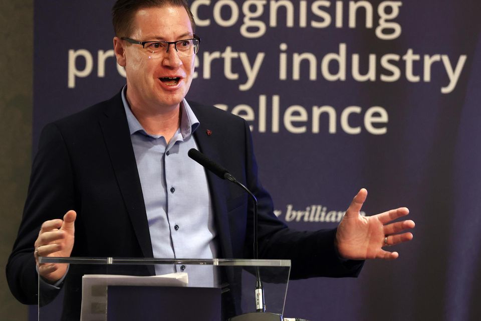 Dr Paul Umfreville speaking at the launch of the Property Industry Excellence Awards 2023 in Dublin. Photo: Steve Humphreys