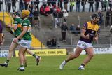 thumbnail: Conor McDonald reacts after scoring the first Wexford goal in Tralee on Saturday.