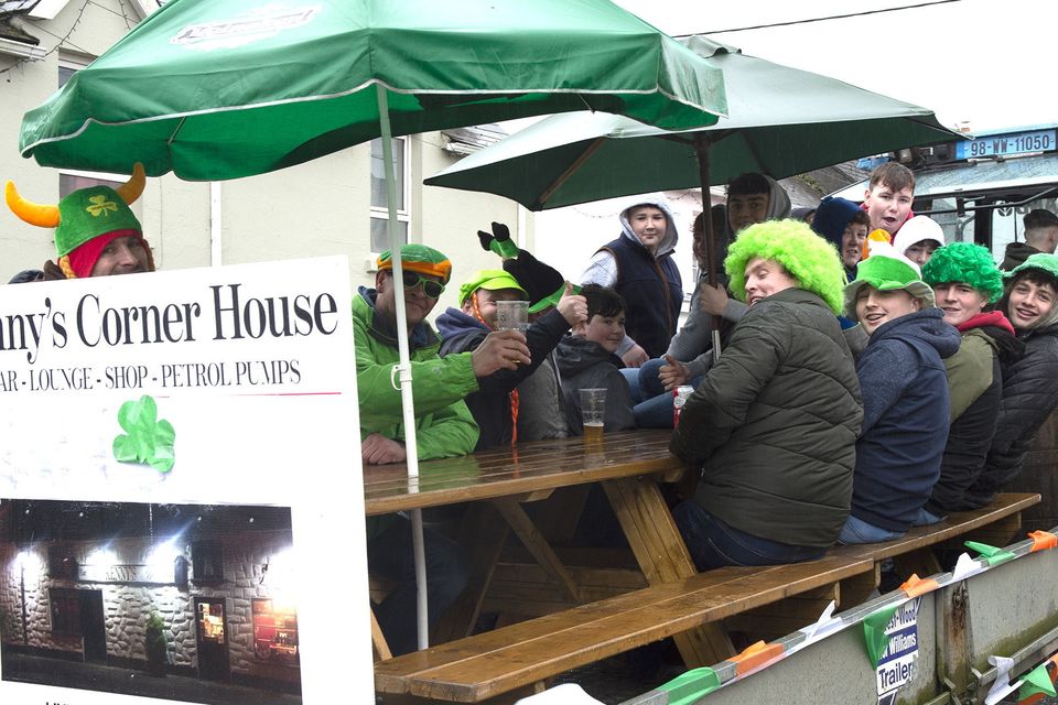 Kenny's Corner House customers in the St Patrick's Day parade in Carnew. Pic: Jim Campbell