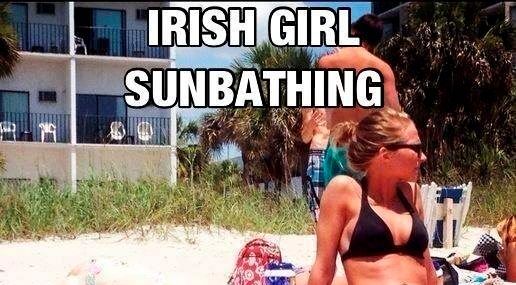 irish girl tanning