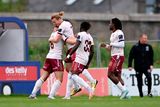 thumbnail: Maurice Nugent of Galway United, left, celebrates with teammates, from left, David Hurley, Jeanno Esua and Al-Amin Kazeem after scoring their side's first goal during the SSE Airtricity Premier Division win over Bohemians