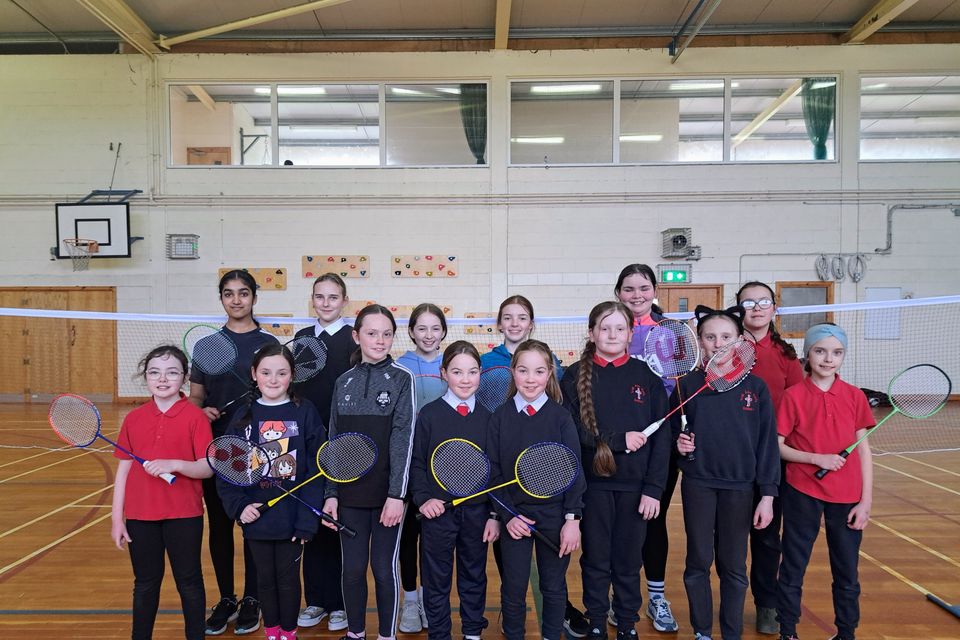 Some female members of the club, who celebrated Women in Sport Week with a fun extra training session in St. Mary's Hall
