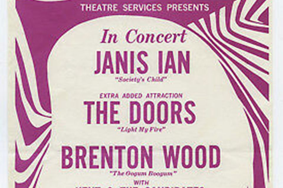 A poster of one of Janis Ian's concerts in 1967 when she was supported by The Doors