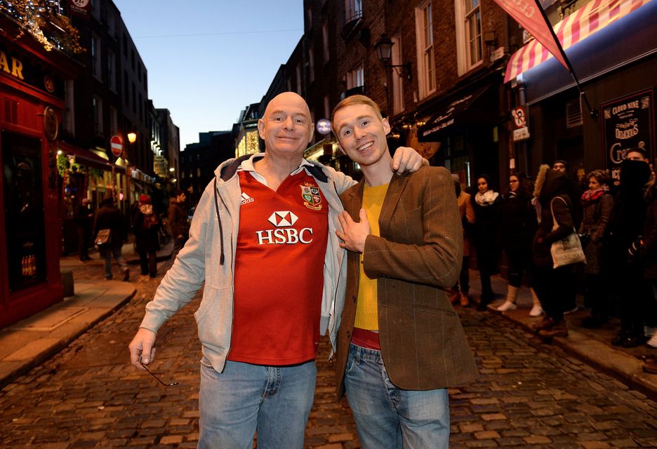 Steven Rose and his son Liam, from Coventry, in Dublin yesterday. Picture: Caroline Quinn