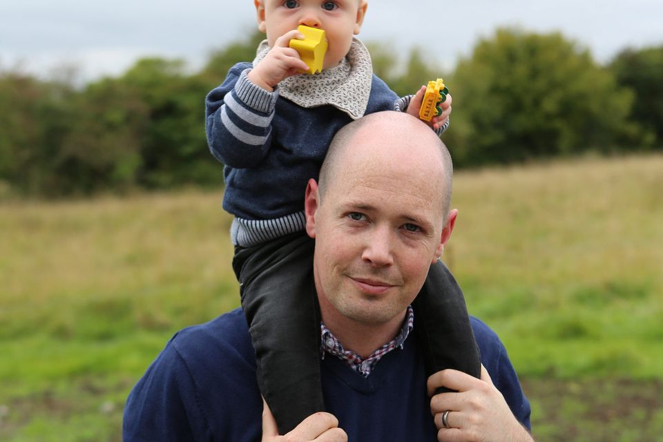 Taking the bull by the horns: Darren O'Connor set up a business from home so he could spend more time with his son Nathan, now 11 months old. Photo: Liam Burke/Press 22