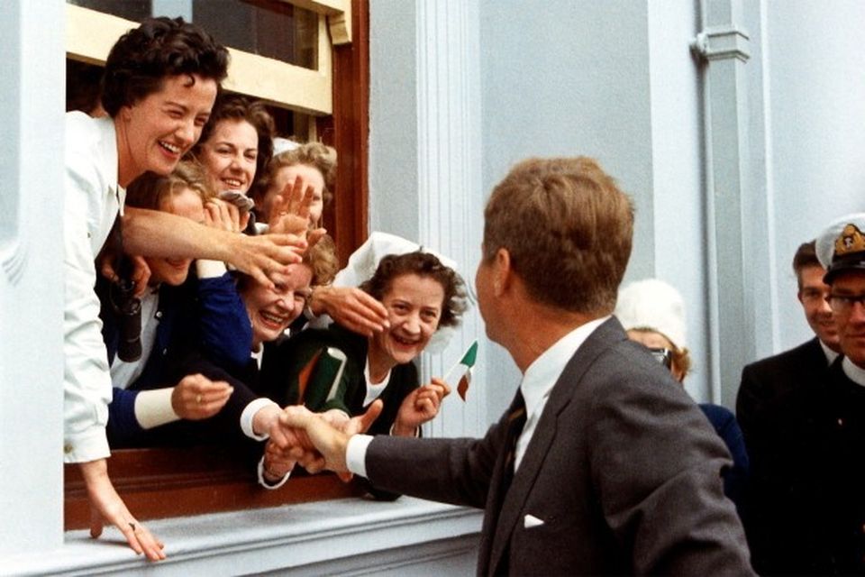 John F Kennedy greets well-wishers during his visit to Ireland in 1963