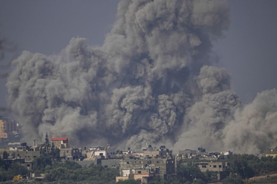 Smoke rises following an Israeli airstrike in the Gaza Strip (Ariel Schalit/AP)