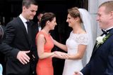thumbnail: 12/6/2015  Johhny Sexton and Wife Laura greet Claire Mulcahy and Sean Cronin after the ceremony. St. Josephs Catholic Church, Castleconnell, Co. Limerick. 
Pic: Gareth Williams / Press 22