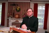 thumbnail: Pat Buckley in his chapel in Larne in 1992.
