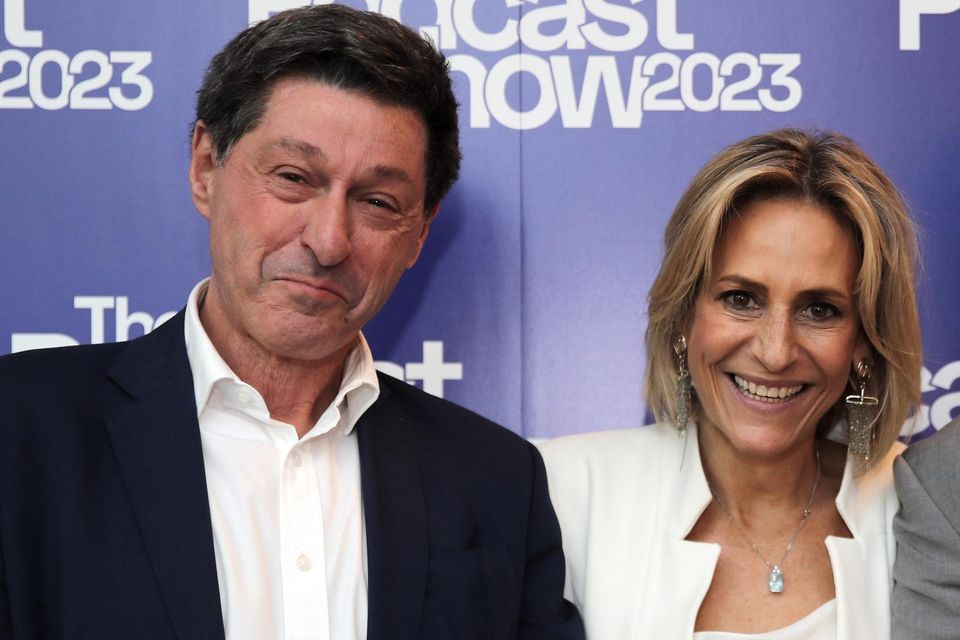Jon Sopel, Emily Maitlis and Lewis Goodall at the Podcast Show at the Business Design Centre in London (Lucy North/PA)