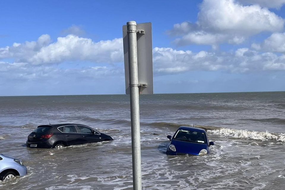 The submerged cars on Bettystown beach. Photo courtesy of Ally Humphreys.