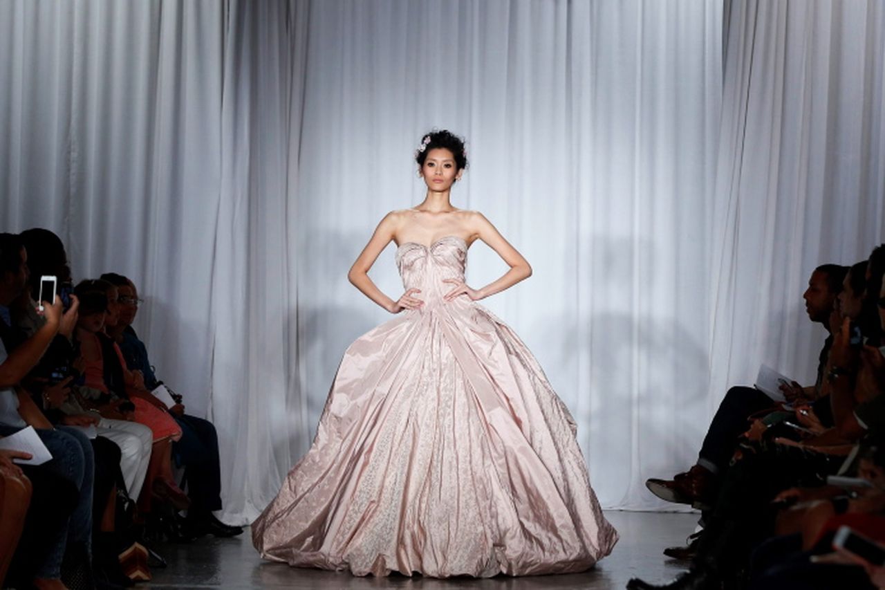 Dior couture store daffodil strapless gown