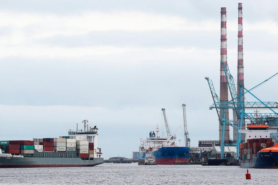 A container ship arrives into Dublin Port. Photograph: Brian Lawless/PA Wire
