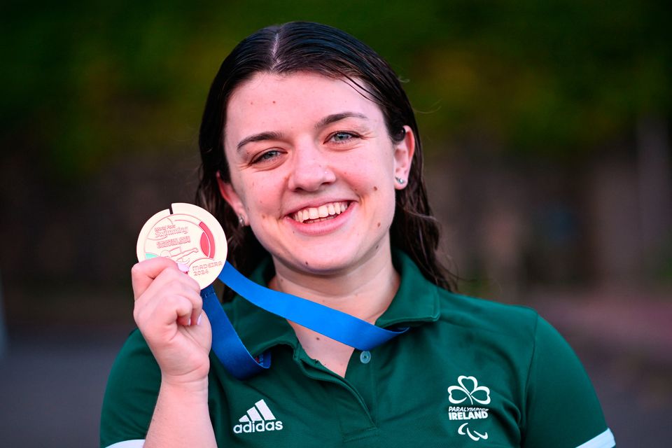 Nicole Turner of Ireland with her bronze medal from the Women's 100m Breaststroke SB6 final during day six of the Para Swimming European Championships at the Penteada Olympic Pools Complex in Funchal, Portugal. Photo: Ramsey Cardy/Sportsfile