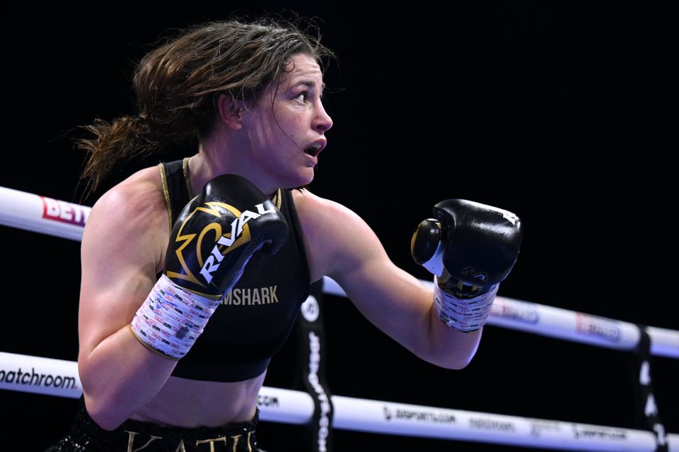 Katie Taylor during her defeat to Chantelle Cameron at the 3Arena in Dublin on Saturday night. Photo: Sportsfile