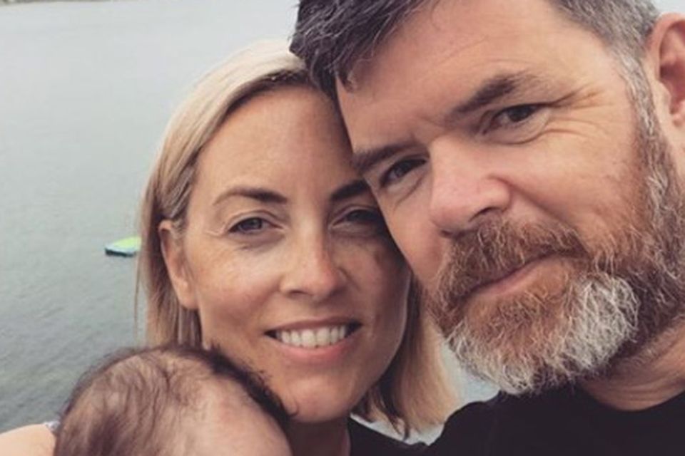 Kathryn Thomas and fiancé Padraig McLaughlin with baby daughter Ellie