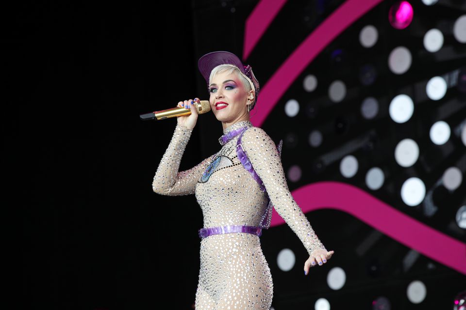 Katy Perry performing on the Pyramid Stage at Glastonbury (Yui Mok/PA)