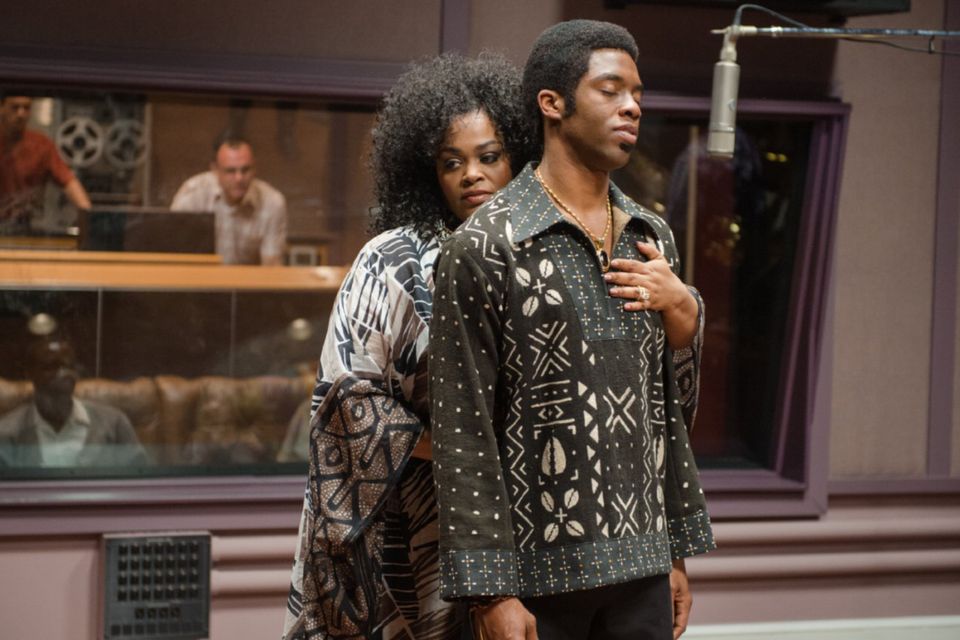 Making music together: Jill Scott as DeeDee and Chadwick Boseman as James Brown in Tate Taylor’s biopic Get on Up.
