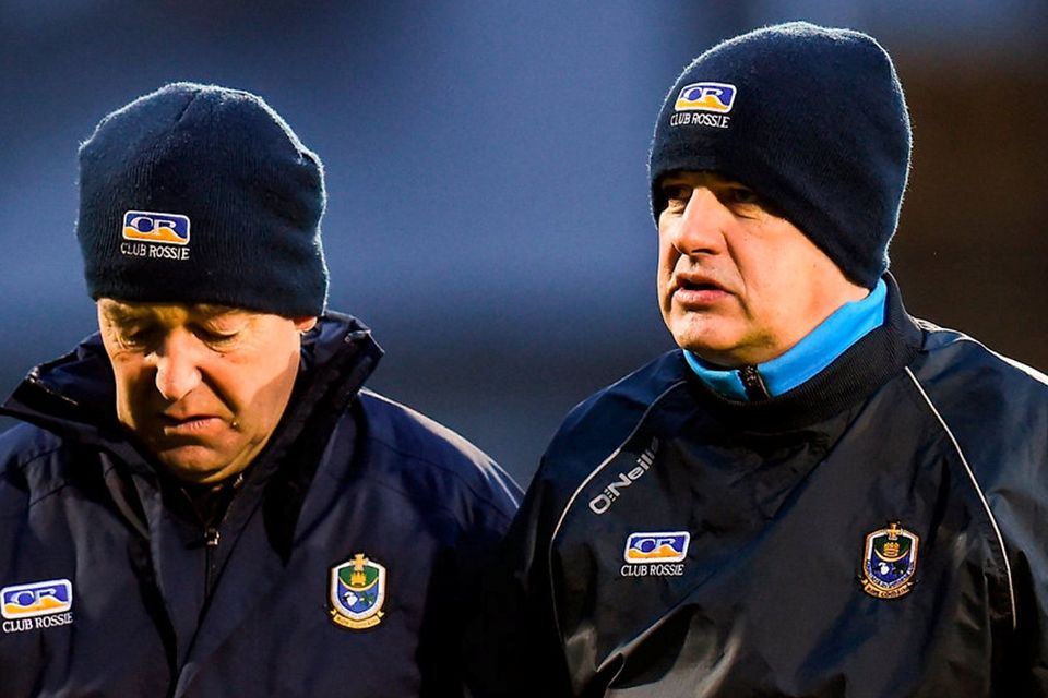 Roscommon manager Kevin McStay, right, with selector Ger Dowd, at Elverys MacHale Park, Castlebar, at the weekend. Photo: Seb Daly/Sportsfile