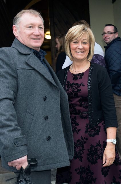 Maura, mother of Niall Horan, arriving at the baptism of her grandson Theo in Westmeath last month. Photo: Tony Gavin