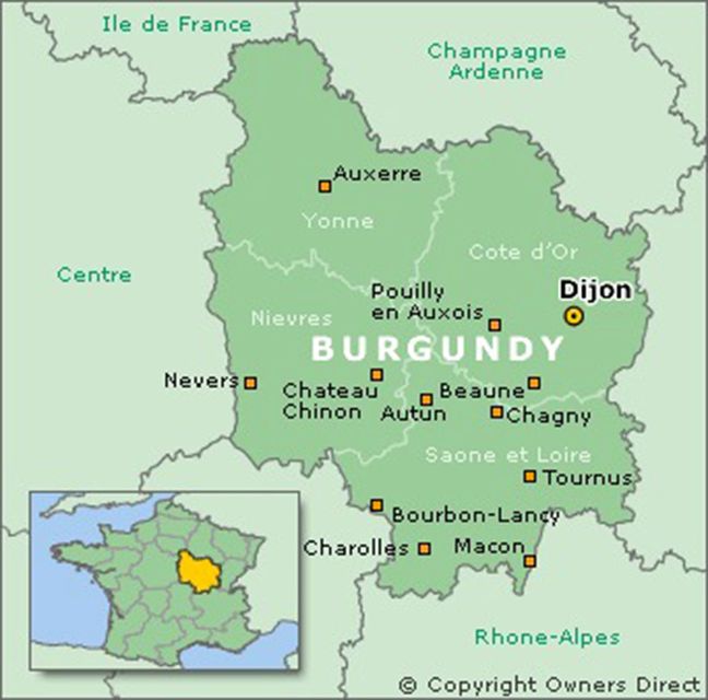 Map of Burgundy, France