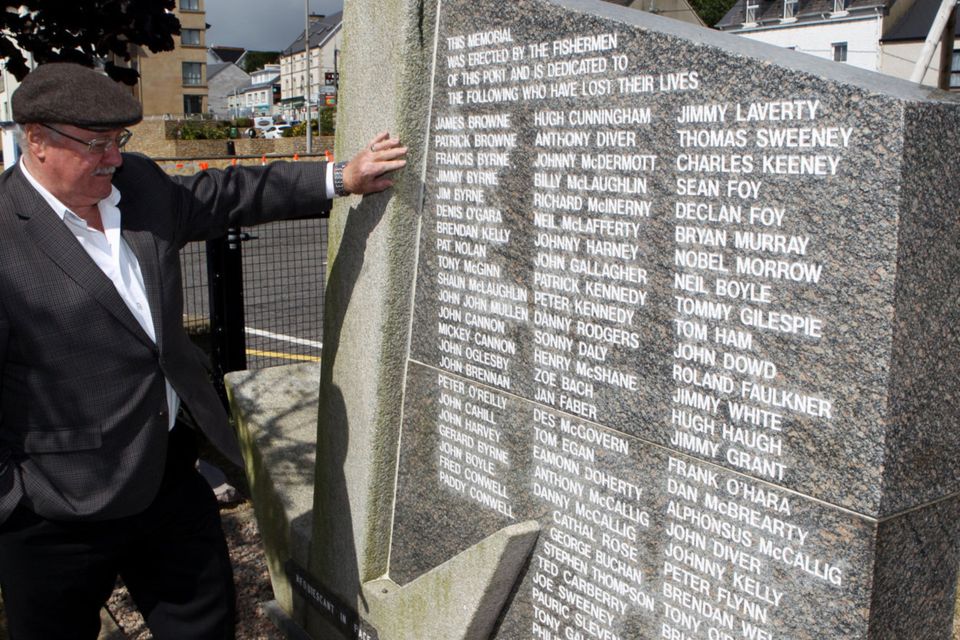 Tony O'Callaghan at the memorial dedicated to Killybegs fisherman who lost this lives at sea. Photo: Brian McDaid