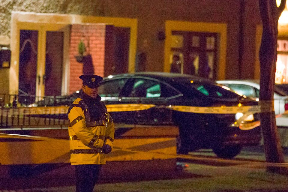 Gardai investigate the shooting of a man at St Ronans Drive, Clondalkin. Picture:Arthur Carron