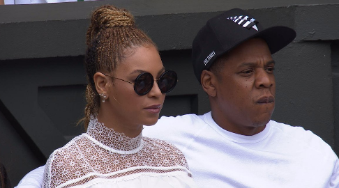 Beyonce and Jay Z at Wimbledon. Photo: Twitter / BBC