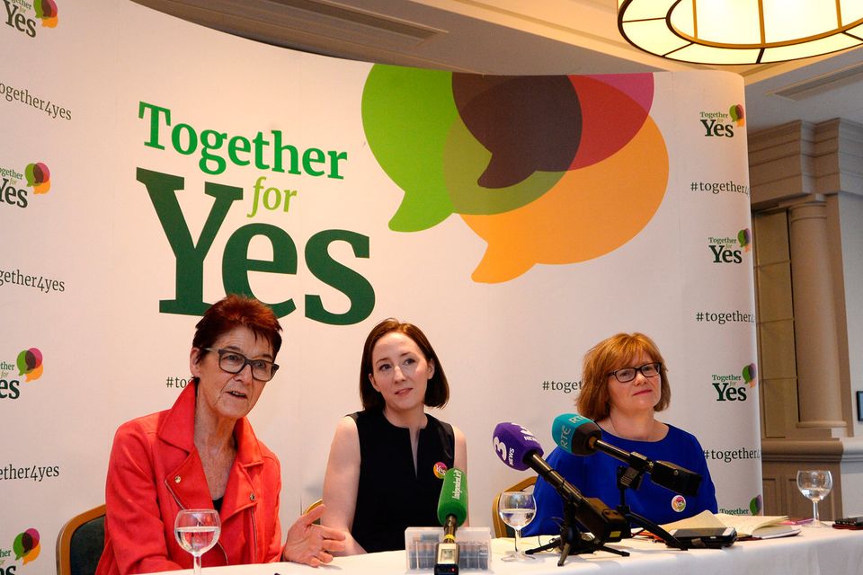 l-r; Ailbhe Smyth, Grainne Griffiin and Orla O'Connor at Together for Yes press conference. Davenport Hotel, Dublin. Picture: Caroline Quinn