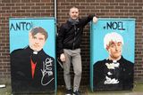 thumbnail: Artist John Braine with his painted Art Boxes. Amiens Street, Dublin. Picture: Caroline Quinn