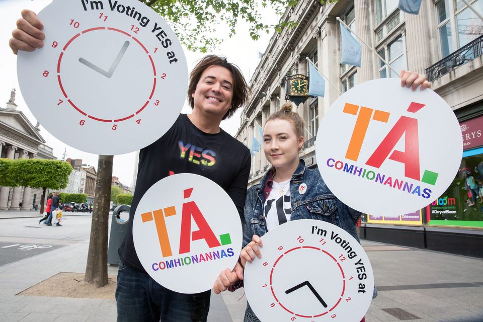 Saoirse Ronan and Eamon Farrell at the launch the ‘Your Yes Matters’
campaign in Dublin yesterday
